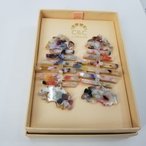 C&C California Multicolor Marble Fish Earrings